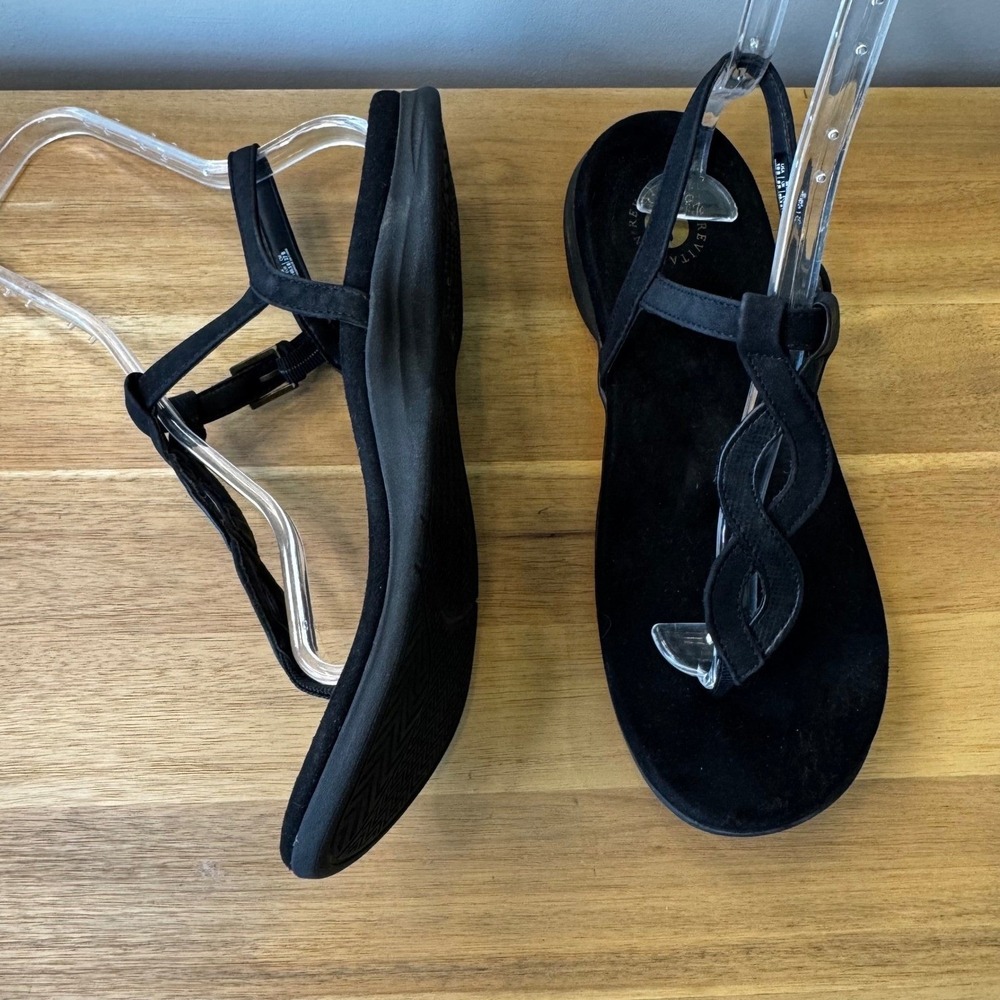 Revitalign Women 10 B Black Orthotic Thong Ankle Strap Sandals Comfort RV1013BLK